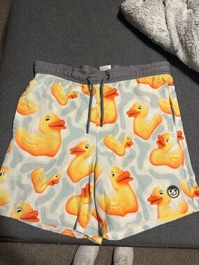 Neff Gray Drawstring Swim Shorts with Lined Interior